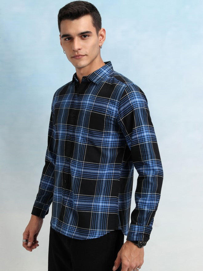 Highlander Men Black Checked Regular Fit Casual Shirt - Black - Image 4