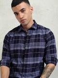 Highlander Men Blue Checked Regular Fit Casual Shirt - Blue - Image 1
