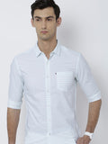 Highlander Men White Striped Slim Fit Casual Shirt - White - Image 1