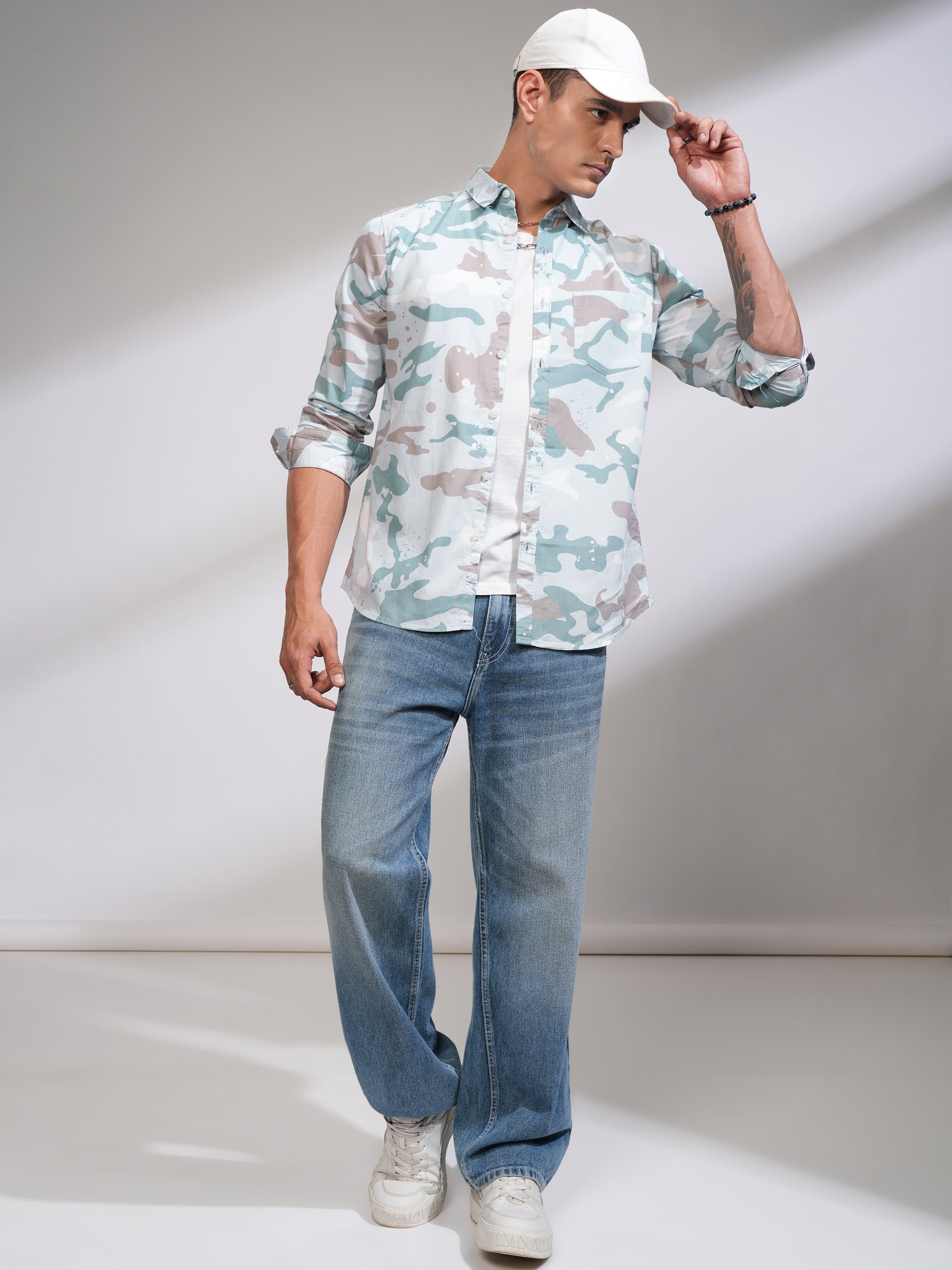 Highlander Men Blue Printed Slim Fit Casual Shirt - Blue - Image 2