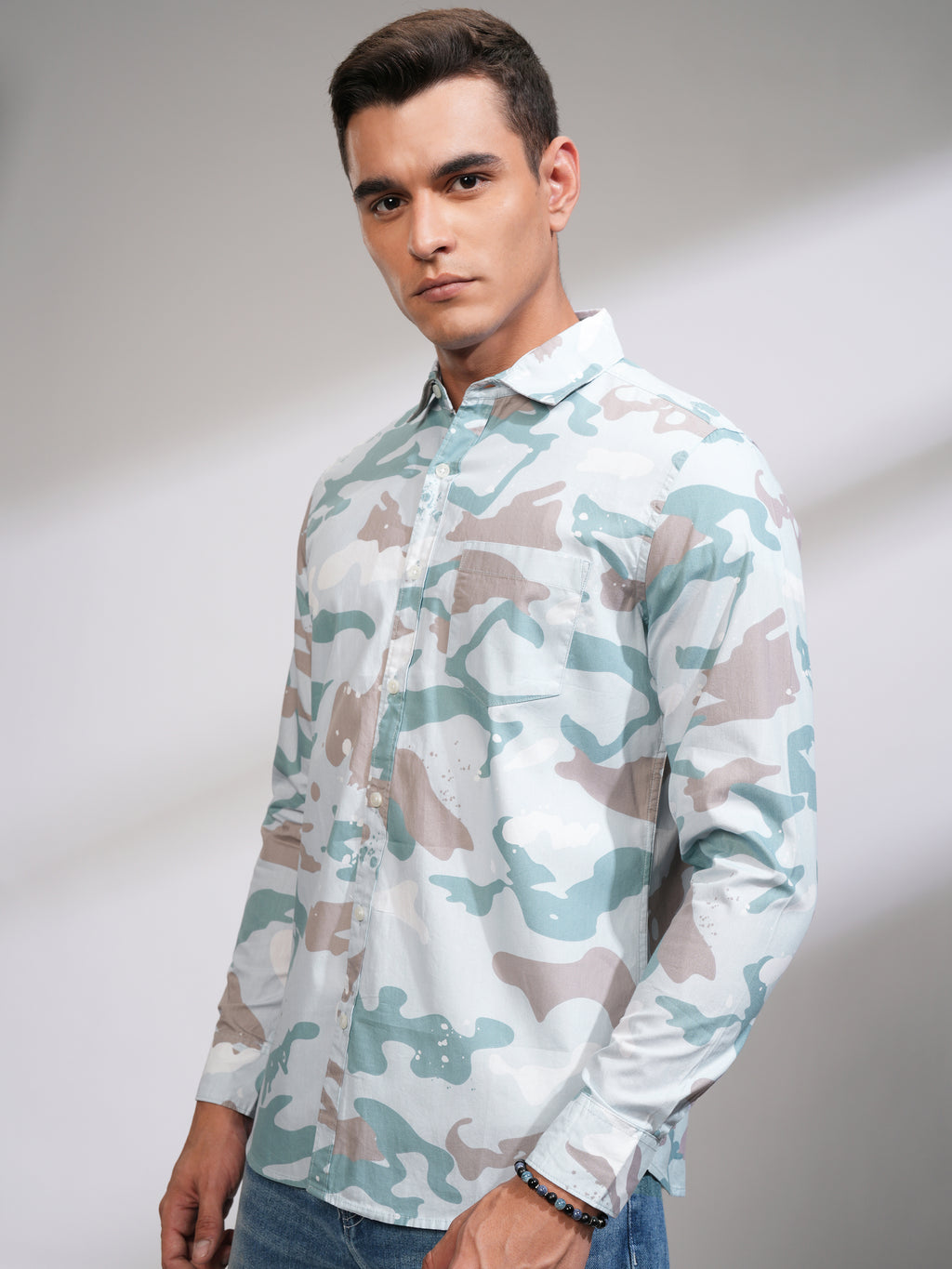 Highlander Men Blue Printed Slim Fit Casual Shirt - Blue - Image 4
