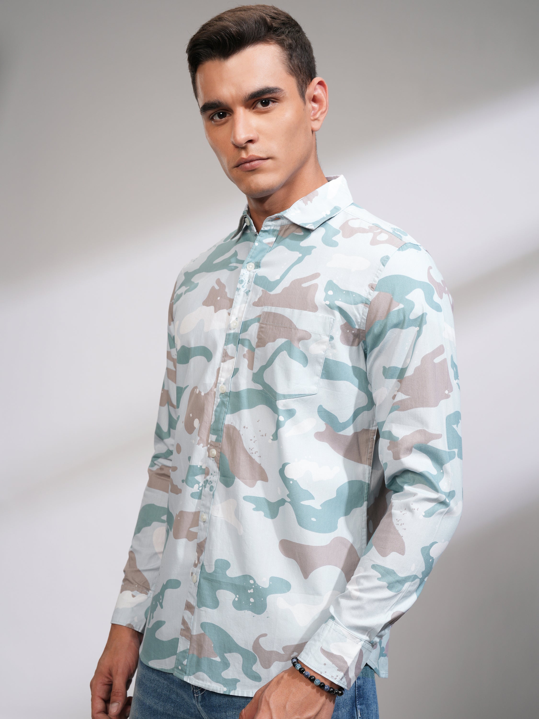 Highlander Men Blue Printed Slim Fit Casual Shirt - Blue - Image 4
