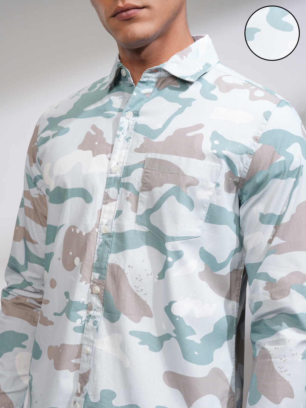 Highlander Men Blue Printed Slim Fit Casual Shirt - Blue - Image 5