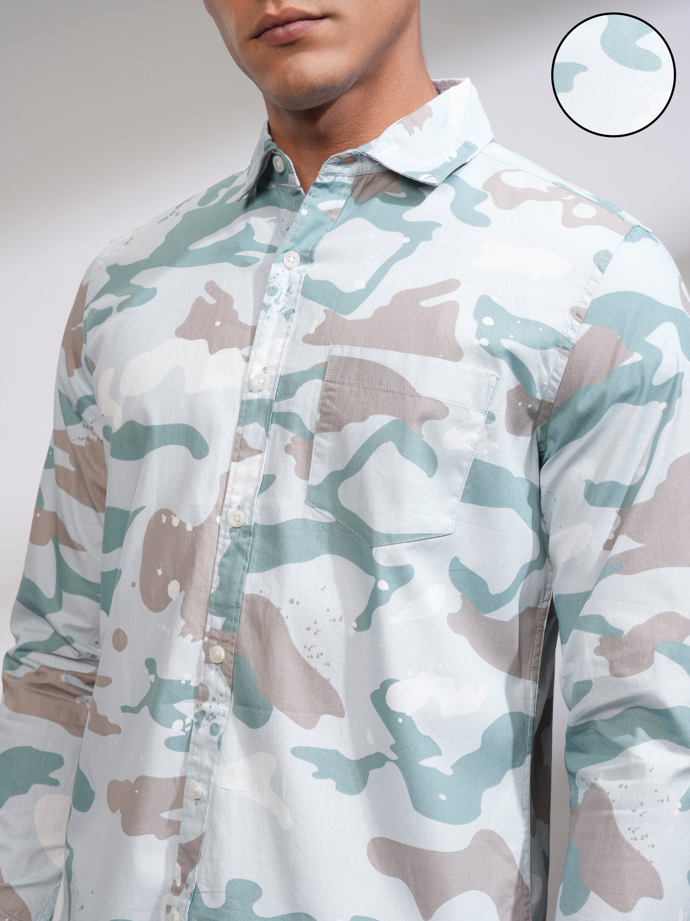 Highlander Men Blue Printed Slim Fit Casual Shirt - Blue - Image 5