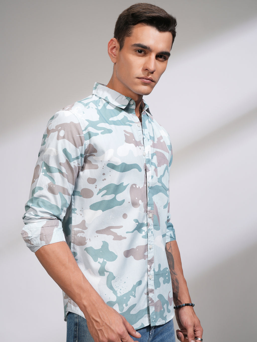 Highlander Men Blue Printed Slim Fit Casual Shirt - Blue - Image 6