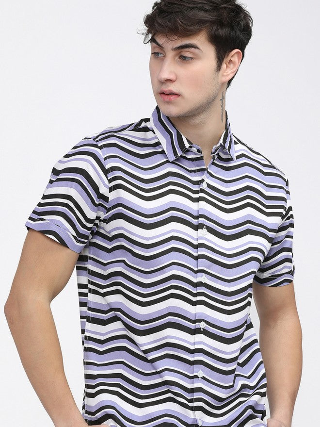 Highlander Men White Printed Slim Fit Casual Shirt - White - Image 1