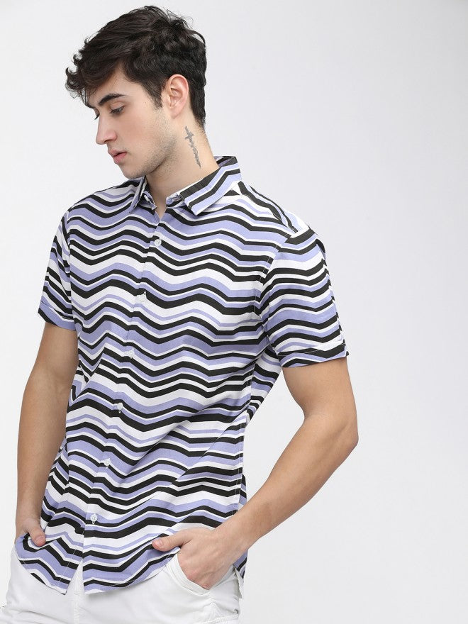 Highlander Men White Printed Slim Fit Casual Shirt - White - Image 2
