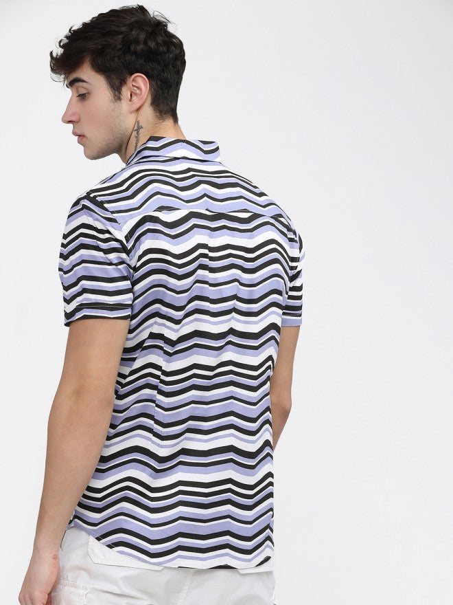 Highlander Men White Printed Slim Fit Casual Shirt - White - Image 3