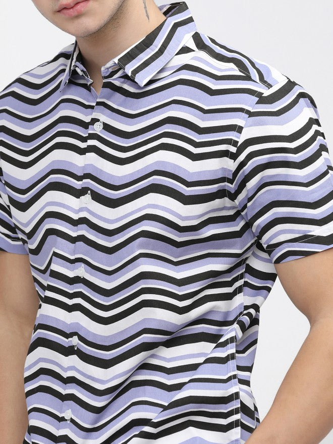 Highlander Men White Printed Slim Fit Casual Shirt - White - Image 4