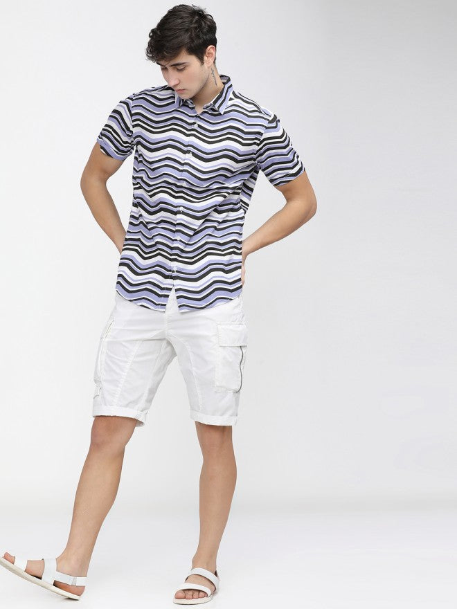 Highlander Men White Printed Slim Fit Casual Shirt - White - Image 5
