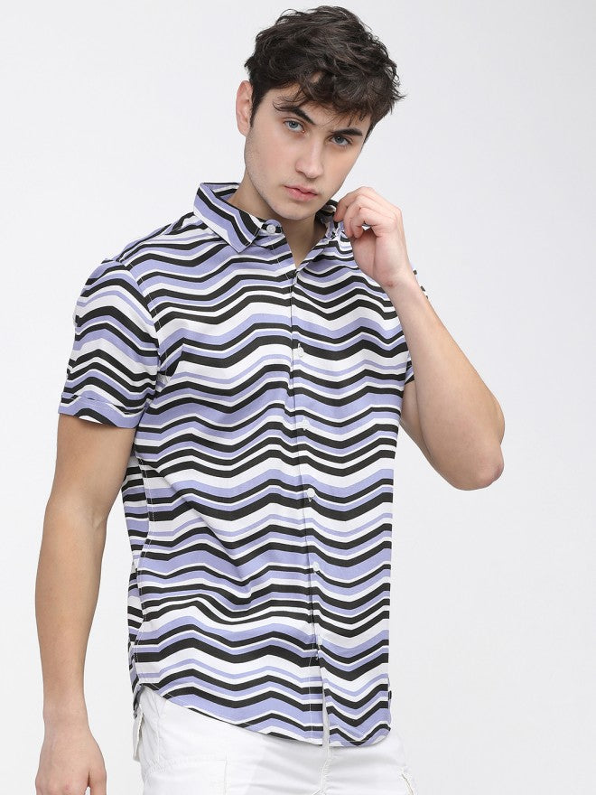 Highlander Men White Printed Slim Fit Casual Shirt - White - Image 6