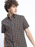 Highlander Men Black Printed Slim Fit Casual Shirt - Black - Image 1