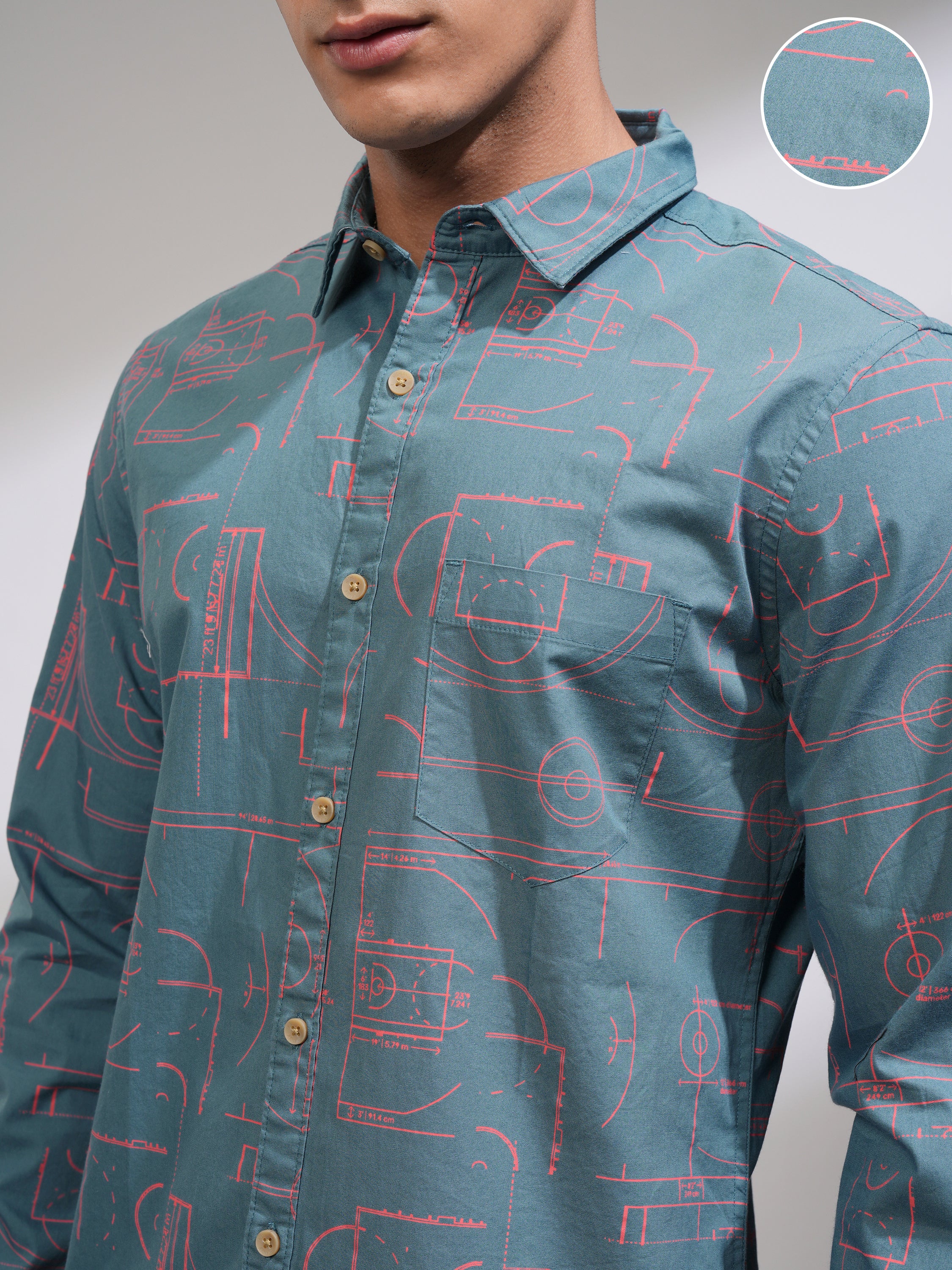 Highlander Men Blue Printed Slim Fit Casual Shirt - Blue - Image 5