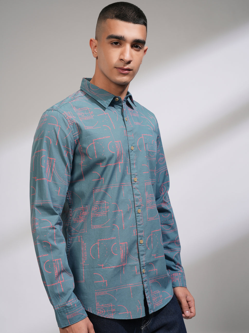Highlander Men Blue Printed Slim Fit Casual Shirt - Blue - Image 6