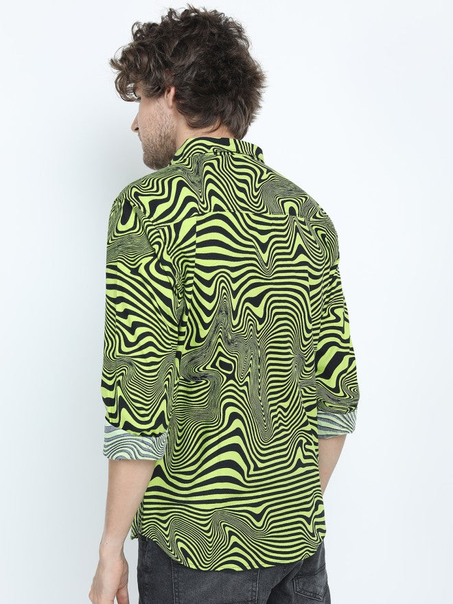Highlander Men Black Printed Slim Fit Casual Shirt - Black - Image 3