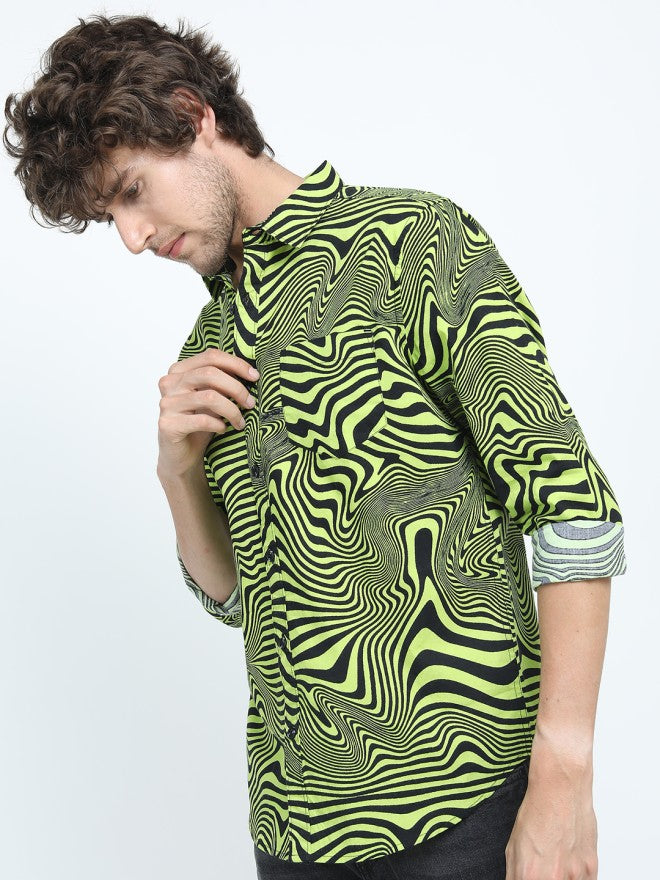 Highlander Men Black Printed Slim Fit Casual Shirt - Black - Image 4