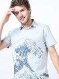 Highlander Men Blue Printed Slim Fit Casual Shirt - Blue - Image 1