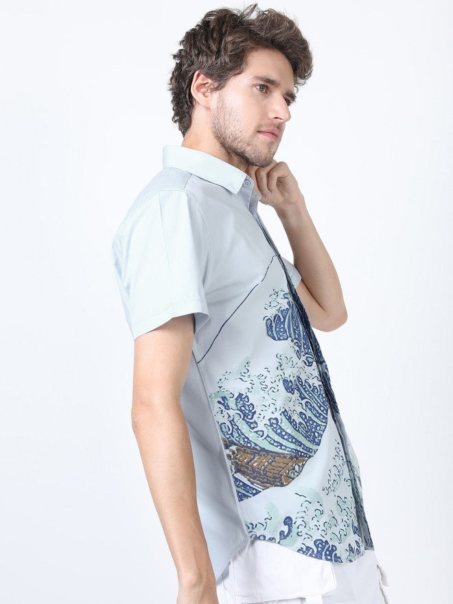 Highlander Men Blue Printed Slim Fit Casual Shirt - Blue - Image 6