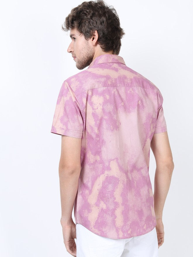 Highlander Men Purple Printed Slim Fit Casual Shirt - Purple - Image 3