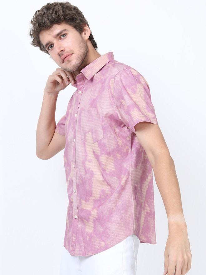 Highlander Men Purple Printed Slim Fit Casual Shirt - Purple - Image 5