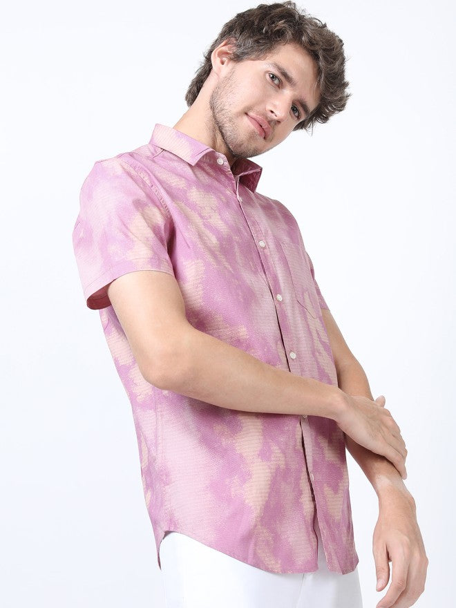 Highlander Men Purple Printed Slim Fit Casual Shirt - Purple - Image 6