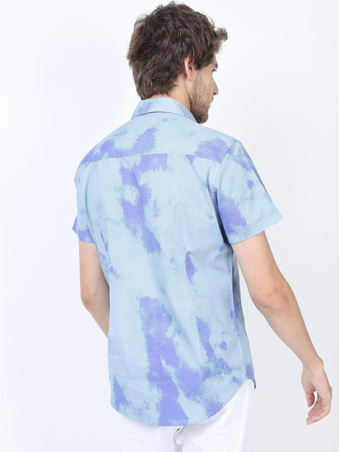 Highlander Men Blue Printed Slim Fit Casual Shirt - Blue - Image 3