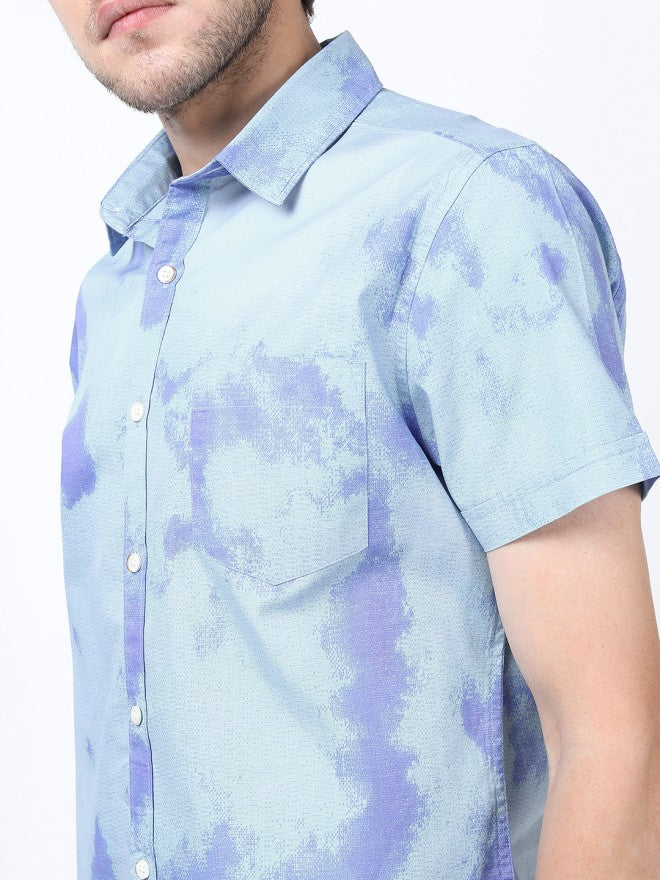 Highlander Men Blue Printed Slim Fit Casual Shirt - Blue - Image 4