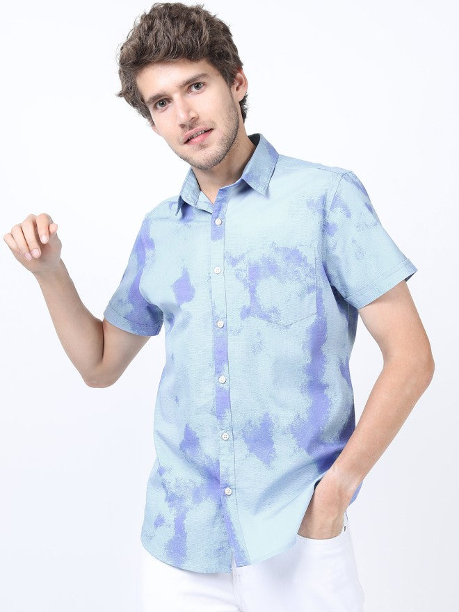 Highlander Men Blue Printed Slim Fit Casual Shirt - Blue - Image 5