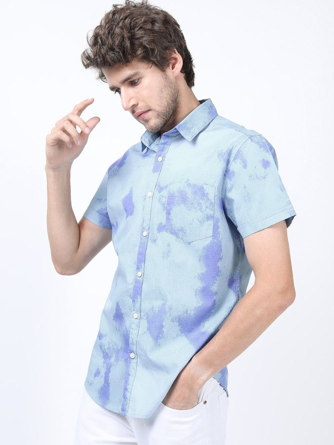 Highlander Men Blue Printed Slim Fit Casual Shirt - Blue - Image 6