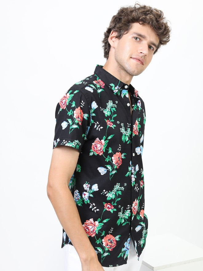 Highlander Men Black Printed Slim Fit Casual Shirt - Black - Image 6