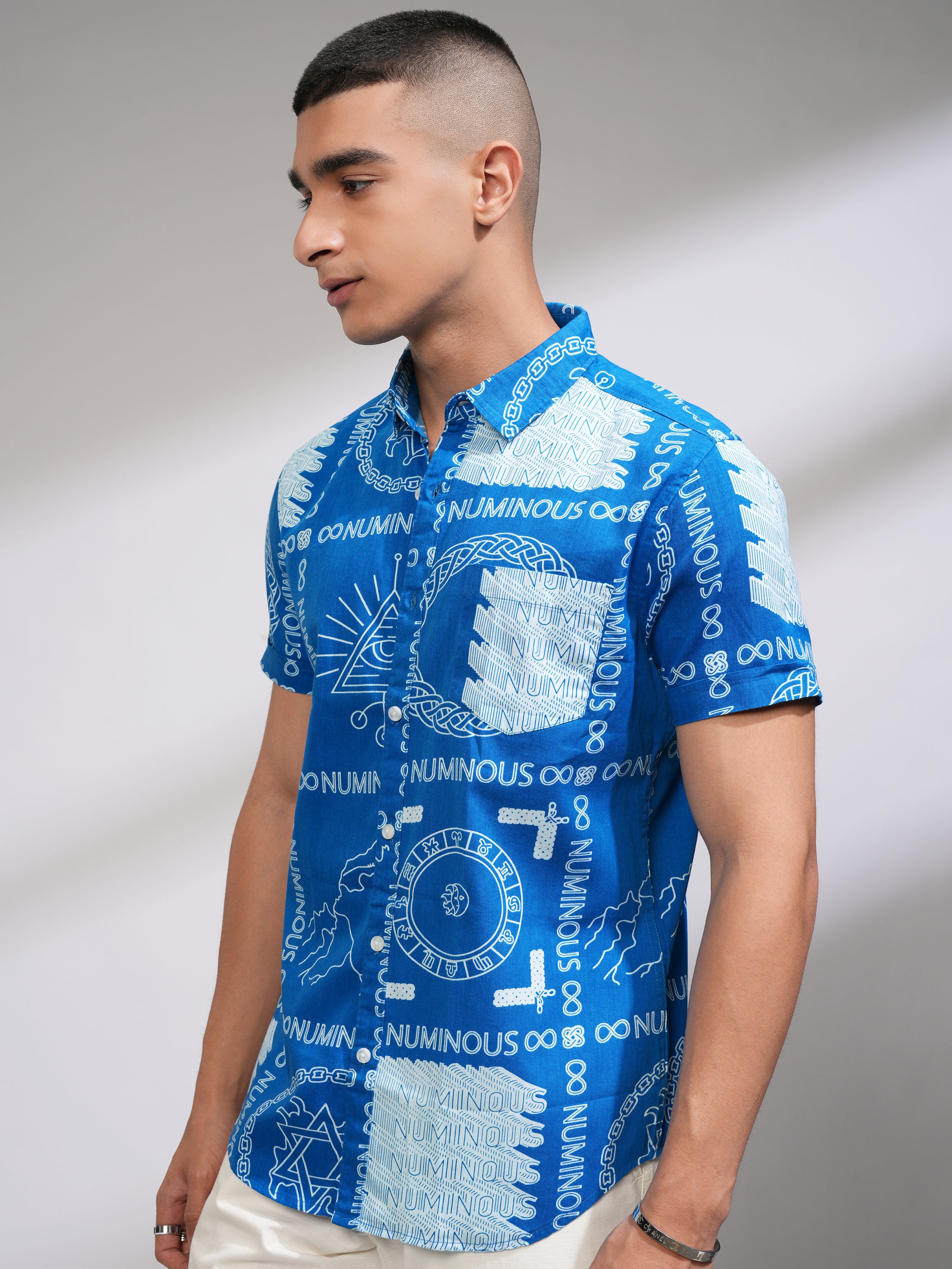 Highlander Men Blue Printed Slim Fit Casual Shirt - Blue - Image 4
