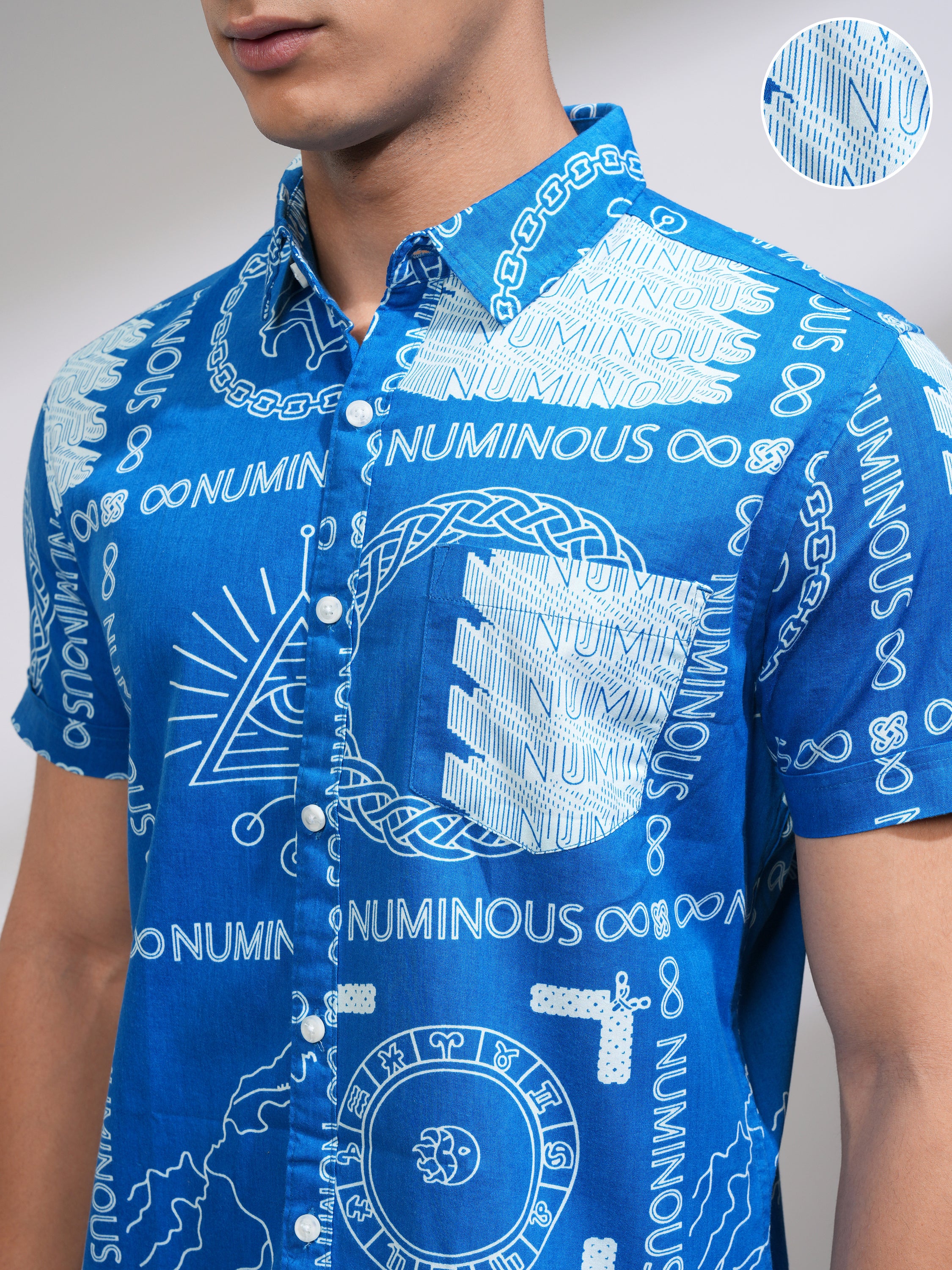 Highlander Men Blue Printed Slim Fit Casual Shirt - Blue - Image 5