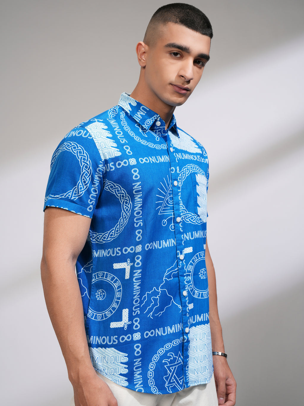 Highlander Men Blue Printed Slim Fit Casual Shirt - Blue - Image 6