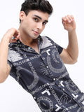 Highlander Men Grey Printed Slim Fit Casual Shirt - Grey - Image 1