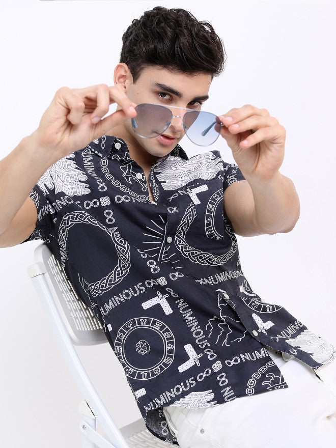 Highlander Men Grey Printed Slim Fit Casual Shirt - Grey - Image 2