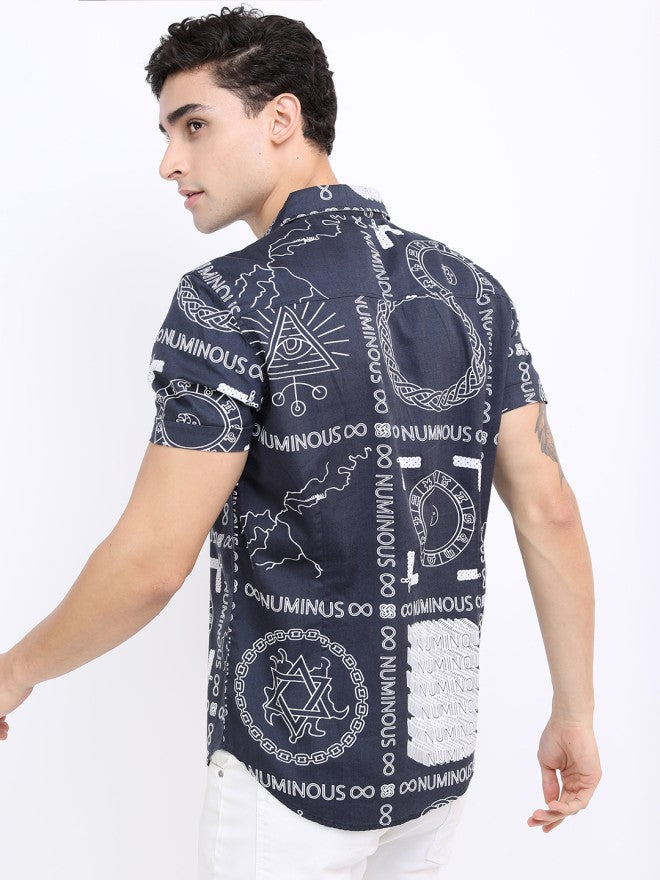 Highlander Men Grey Printed Slim Fit Casual Shirt - Grey - Image 3