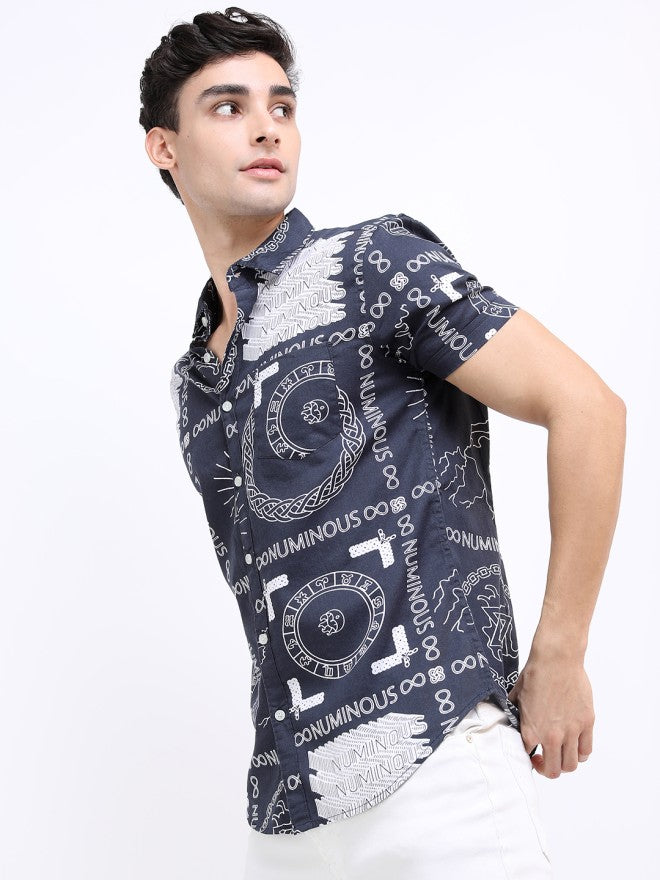 Highlander Men Grey Printed Slim Fit Casual Shirt - Grey - Image 6