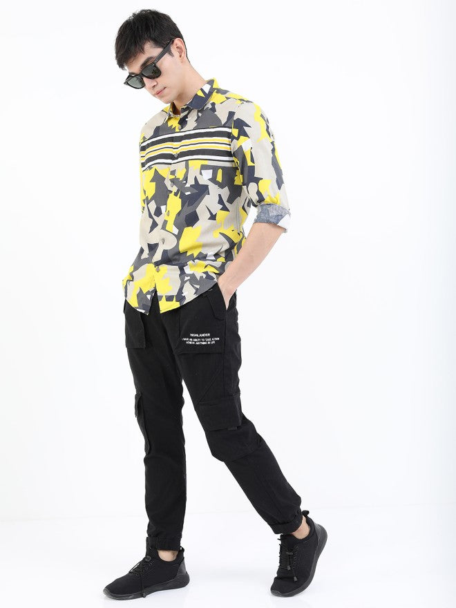 Highlander Men Khaki Printed Slim Fit Casual Shirt - Khaki - Image 2