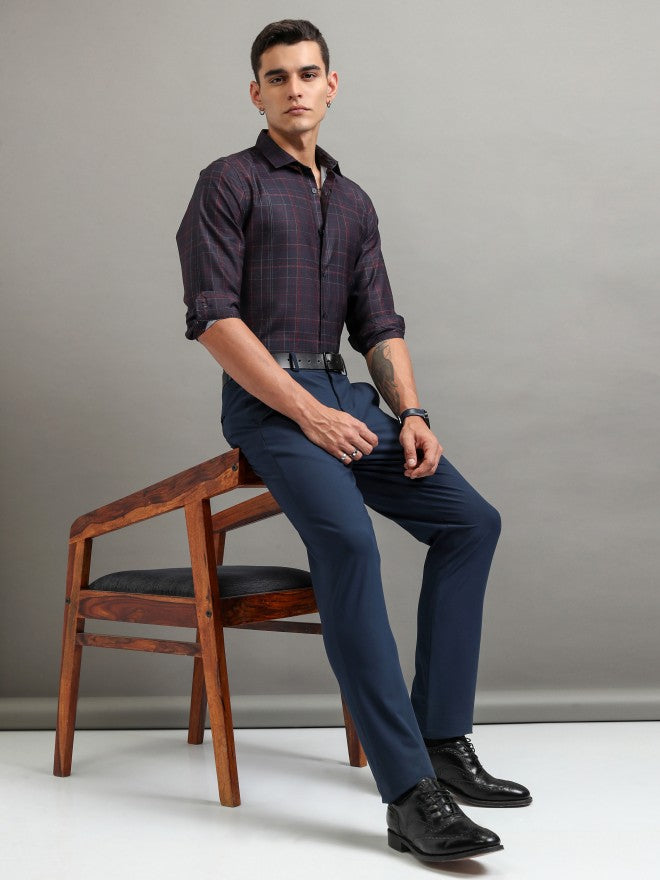 Highlander Men Blue Checked Regular Fit Casual Shirt - Blue - Image 2