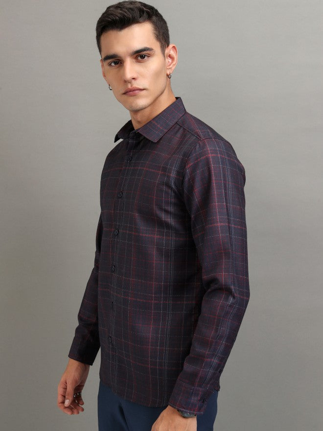 Highlander Men Blue Checked Regular Fit Casual Shirt - Blue - Image 4