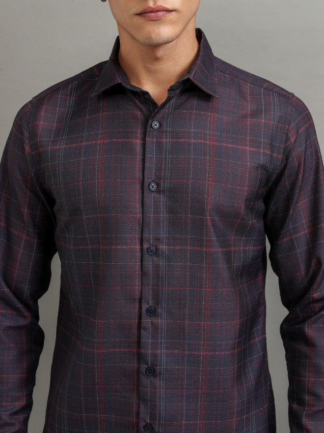 Highlander Men Blue Checked Regular Fit Casual Shirt - Blue - Image 5