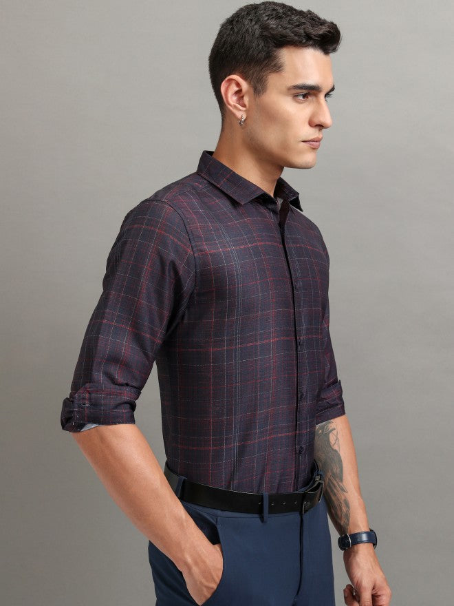 Highlander Men Blue Checked Regular Fit Casual Shirt - Blue - Image 6