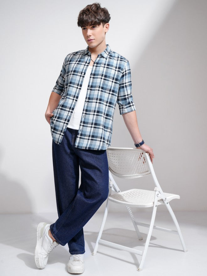 Highlander Men White Checked Regular Fit Casual Shirts - White - Image 2