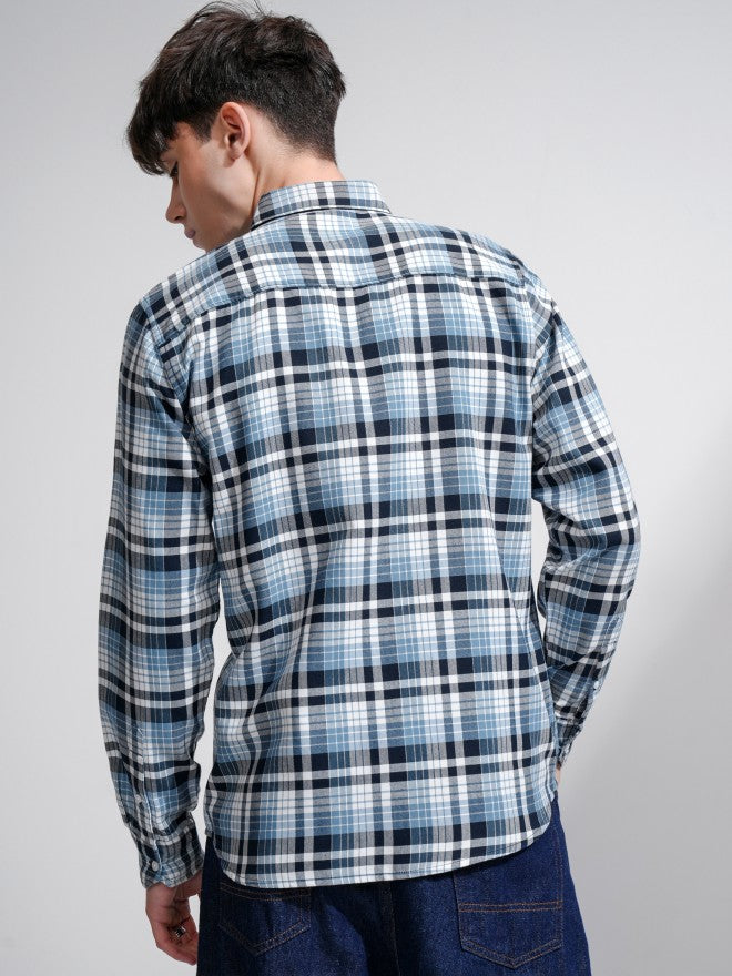 Highlander Men White Checked Regular Fit Casual Shirts - White - Image 3