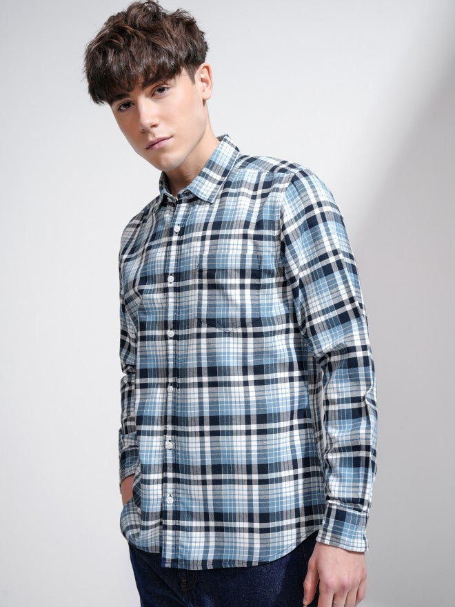 Highlander Men White Checked Regular Fit Casual Shirts - White - Image 4