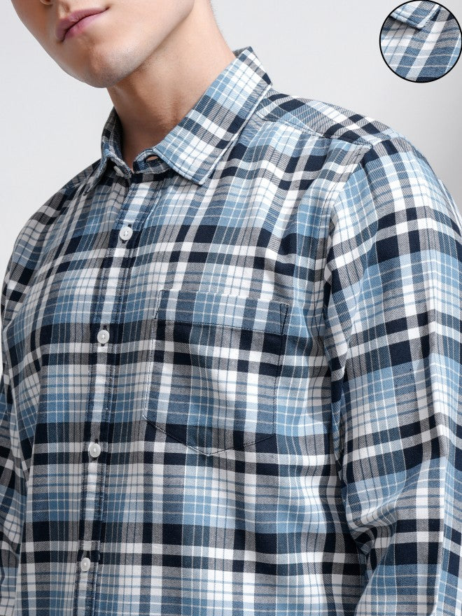 Highlander Men White Checked Regular Fit Casual Shirts - White - Image 5