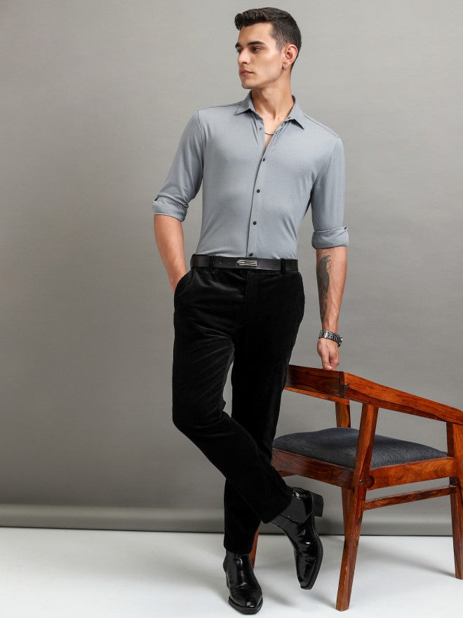 Highlander Men Grey Solid Slim Fit Casual Shirt - Grey - Image 2