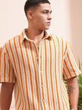 Highlander Men Beige Striped Relaxed Fit Casual Shirt - Beige - Image 1