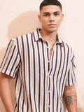 Highlander Men Beige Striped Relaxed Fit Casual Shirt - Beige - Image 1