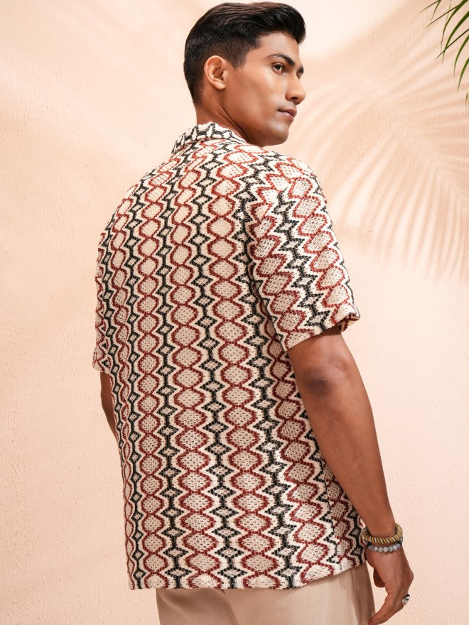 Highlander Men Multi Self Design Relaxed Fit Casual Shirt - Multi - Image 3
